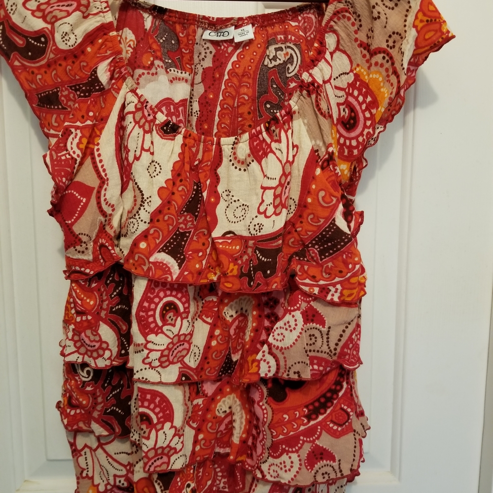 Cato Women's Vibrant Red and Orange Blouse - Picture 1 of 4